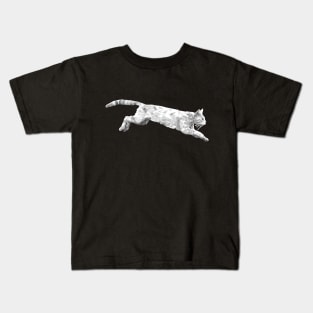 Cat Jumping Black & White Kids T-Shirt